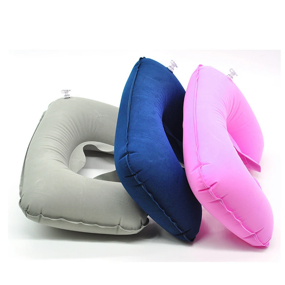 

U-shape Travel Pillow Portable Inflatable Neck Support Pillows Head Rest Air Filling Soft Cushion For Car Airplane Home Textile