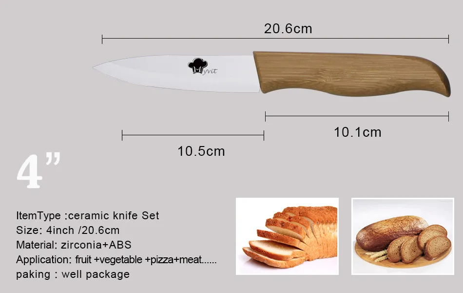 Керамические ножи " 4" " 6" дюймов, набор кухонных ножей с бамбуковой ручкой, белое лезвие+ держатель, инструменты для приготовления пищи, нож для очистки овощей