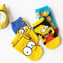 LIONZONE, женские хлопковые милые модные забавные Носки с рисунком Симпсон, носки-башмачки, новинка, невидимые счастливые носки, лидер продаж