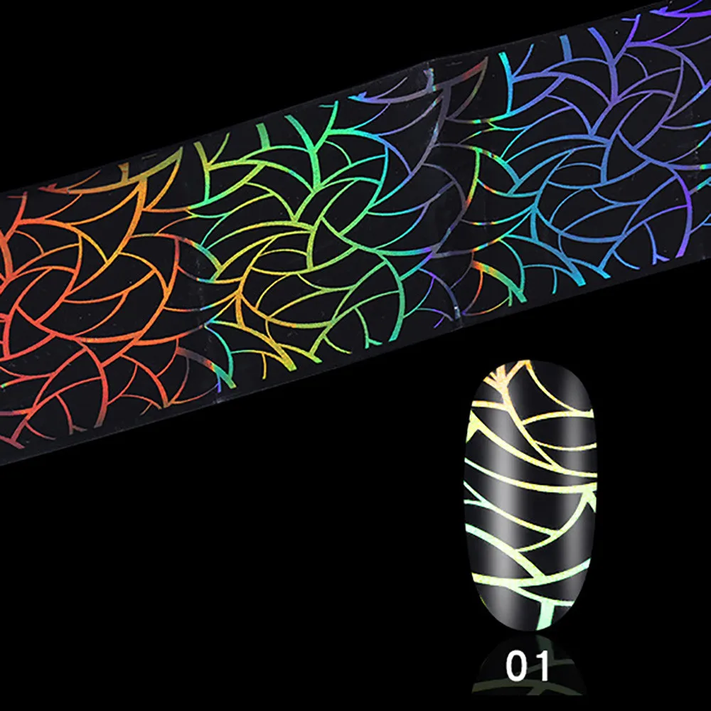 Голографическая фольга для ногтей, наклейка Ловец снов, Геометрическая наклейка для нейл-арта, переводная фольга, водная горка, наклейки для нейл-арта, наклейка s# XTJ