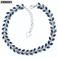 ZHHIRY натуральный сапфир браслет с драгоценным камнем темно-синий Твердые стерлингового серебра для женщин выпускного вечера реальные вечерние ювелирные изделия