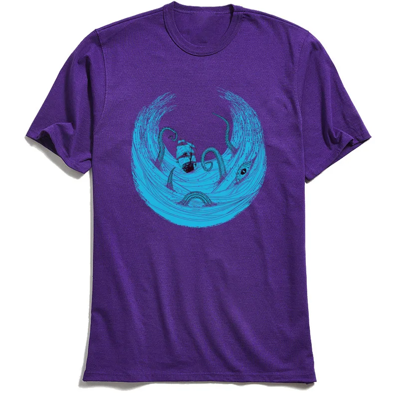 Krakens Whirlpool Tops Tees 2018 New Crew Neck Casual Short Sleeve Cotton Fabric Mens T Shirt Hip hop Clothing Shirt Krakens Whirlpool purple