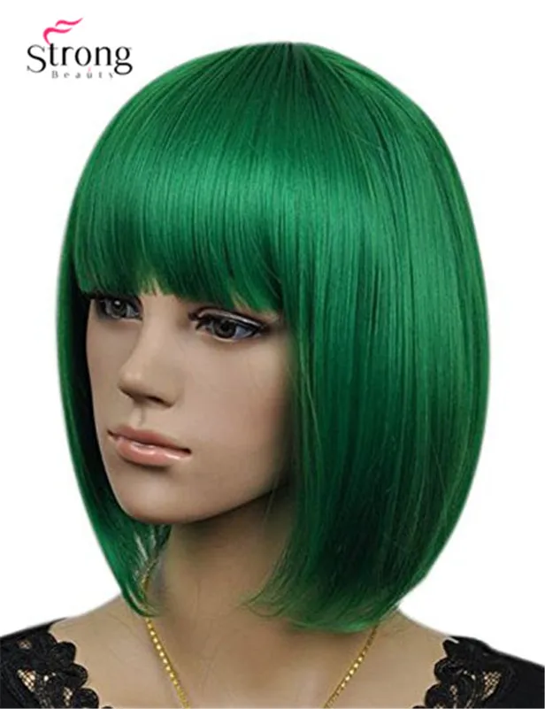 Женские вечерние короткие прямые темно-зеленые парики из синтетического волокна для косплея