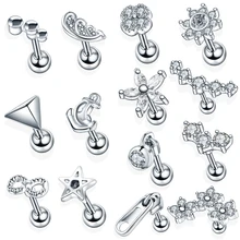 1 шт. Сталь Украшенные цветком из страз, ушной хрящ Хеликс Orelha ухо гвоздик для козелка пирсинг со штангой кольцо для пирсинга губ кольца пикантные очаровательные ювелирные изделия 16G