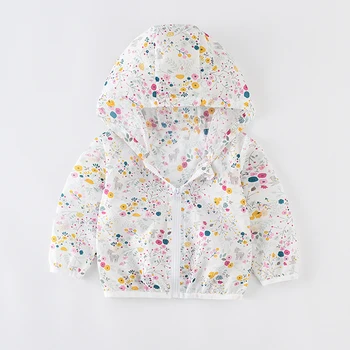 

JN18813 Summer Multicolor Boy Girls Sun UV Protection Coat Kids Rash Guards Hooded Jacket Children Thin Breathable Beach Clothes