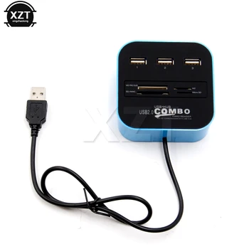 

High Quality USB 2.0 hub Combo All In One Multi-card Reader with 3 Ports for MMC/M2/MS Wholesale