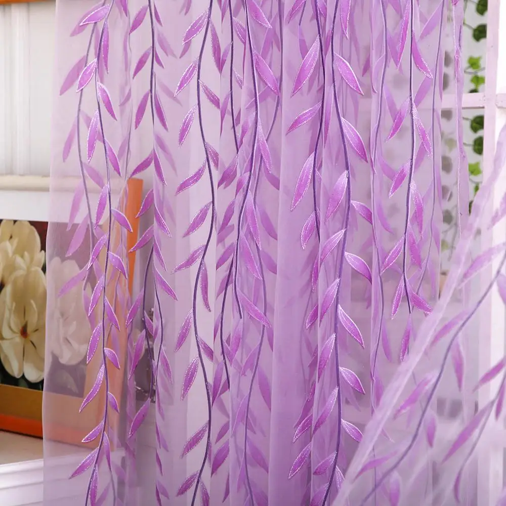 

Weeping Willow Tulle Voile French Window Curtain Blinds Sheer Panel Drapes Scarfs Curtains for Living Room