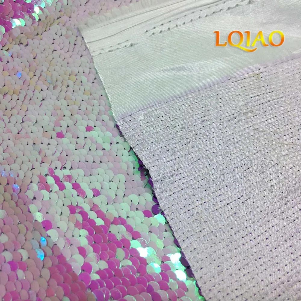 Iridescent White Lavender sequin fabric-009