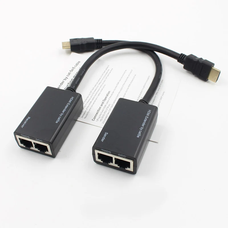 1 пара HDMI через RJ45 CAT5e CAT6 UTP LAN Ethernet Balun Extender Repeater 1080p 3D для HDTV HDCP 1080P кабель |