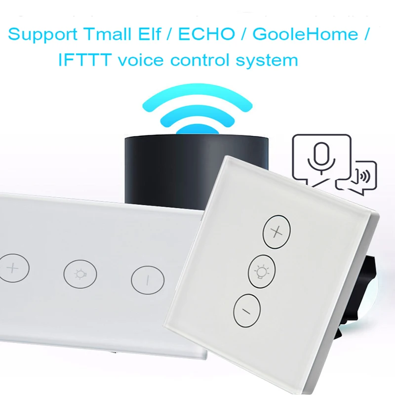Умный сенсорный переключатель с регулируемой яркостью, беспроводной светильник с дистанционным управлением, регулируемый панельный переключатель, совместимый с Alexa Google Home через Tuya