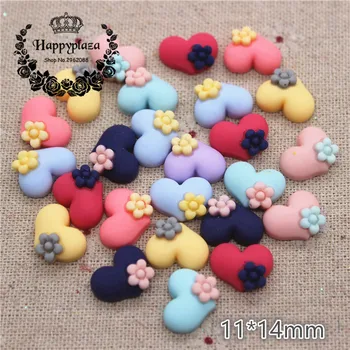 

50PCS Mix Colors Cute Resin Small Heart Flat back Cabochon DIY Jewelry/Craft Scrapbook Decoration,11*14mm
