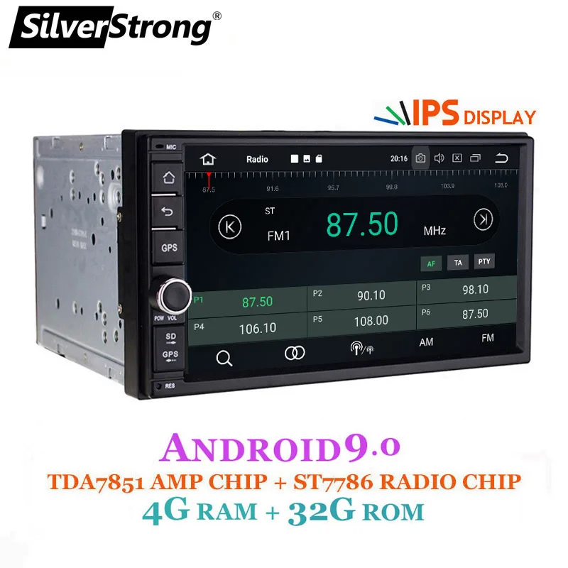Online SilverStrong Android9.0 coche DVD 2Din Universal DSP android IPS panel OctaCore GPS del coche 7 pulgadas auto Radio estéreo Navi