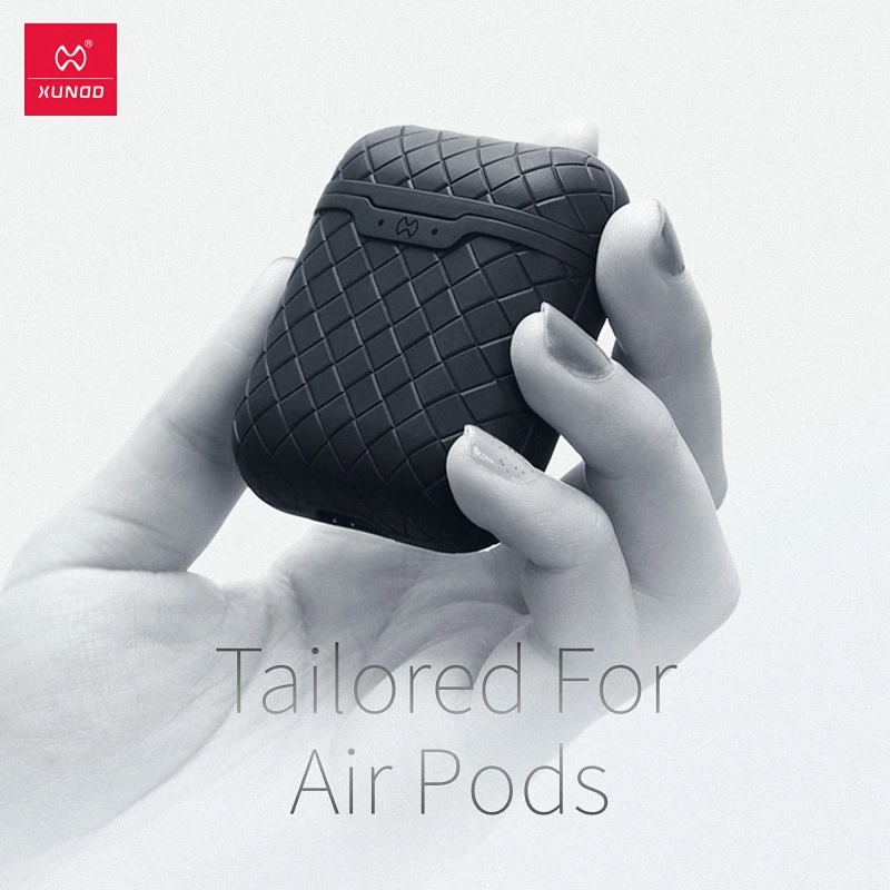 

XUNDD Woven Texture Silicone Earphone Protective Bags for Air Pods Bag Light and Colorful Cover waterproof Box with hook