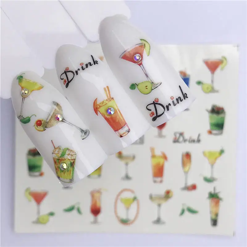 WUF 26 Styles Summer Fruit Strawberry Cherry Cake Ice Cream Nail Art Water Transfer Sticker Decor Slider Decal Manicure - Color: YZW-A1415