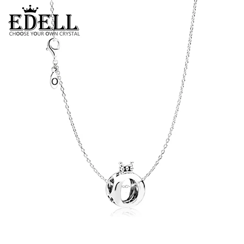 

EDELL 100% 925 Sterling Silver Elegant Crown ZT0131 Clavicle Necklace Women Suit Original Fashion Elegant Jewelry Charming Gift