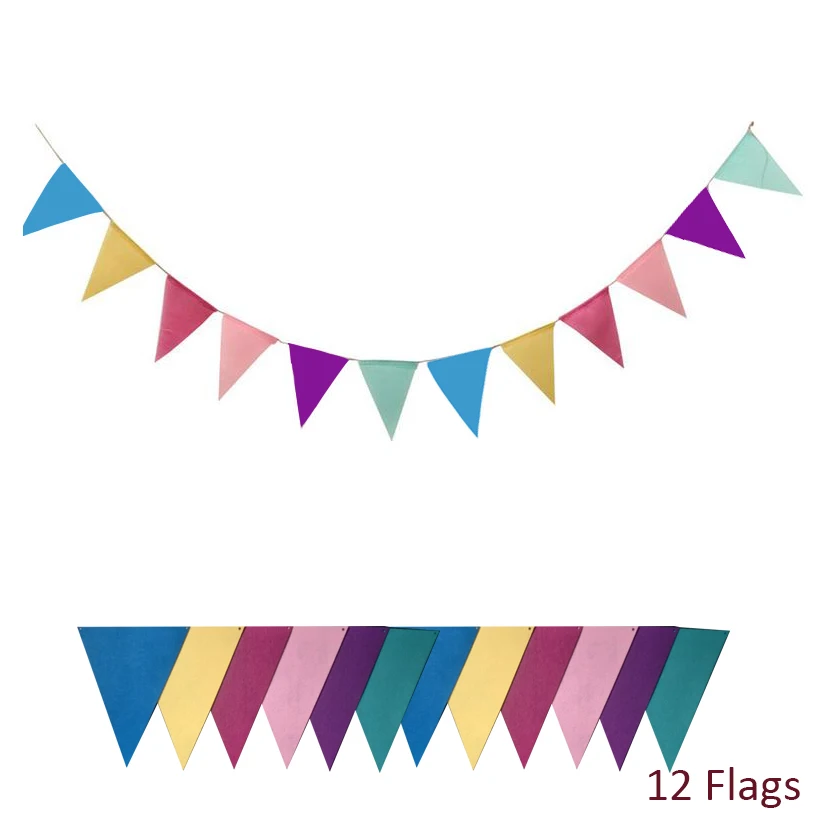 12 флагов не тканый материал ткань баннеры Свадебные флаги украшения день рождения Детская гирлянда для душа палатка День рождения украшения