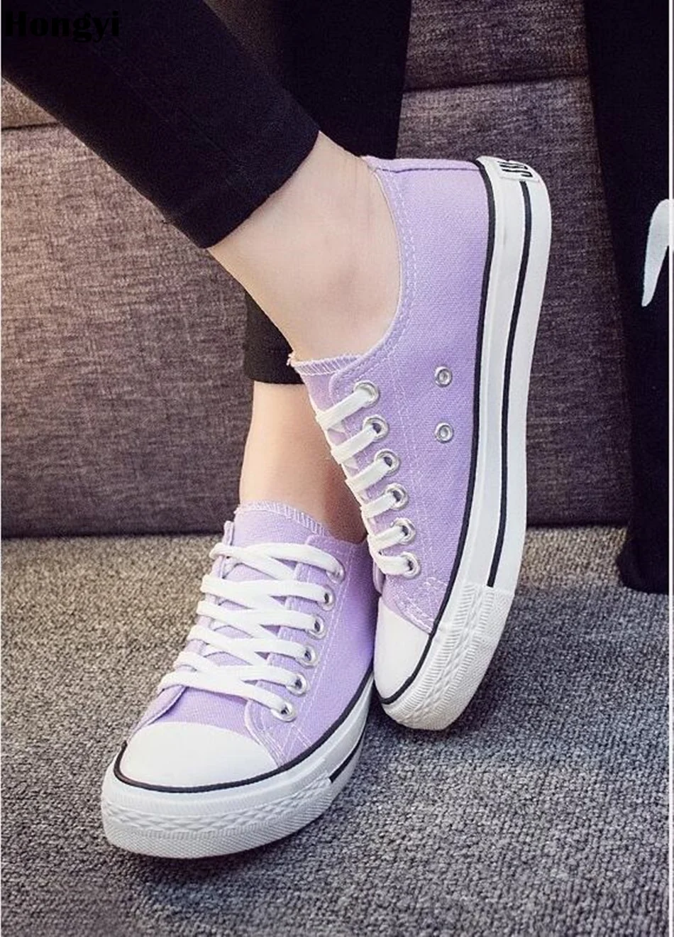 Canvas Shoes Women Lace Up Casual Shoes Woman Flats White Shoes Candy ...