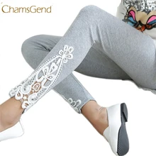 Chamsgend дизайн женские осенние хлопковые леггинсы с боковыми штанинами треугольные кружевные однотонные штаны Aug19 Прямая поставка