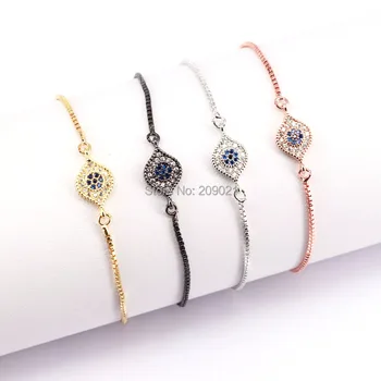 

10Pcs Cute New Fashion Micro Pave Full CZ Eye charm connector Bracelet Jewelry