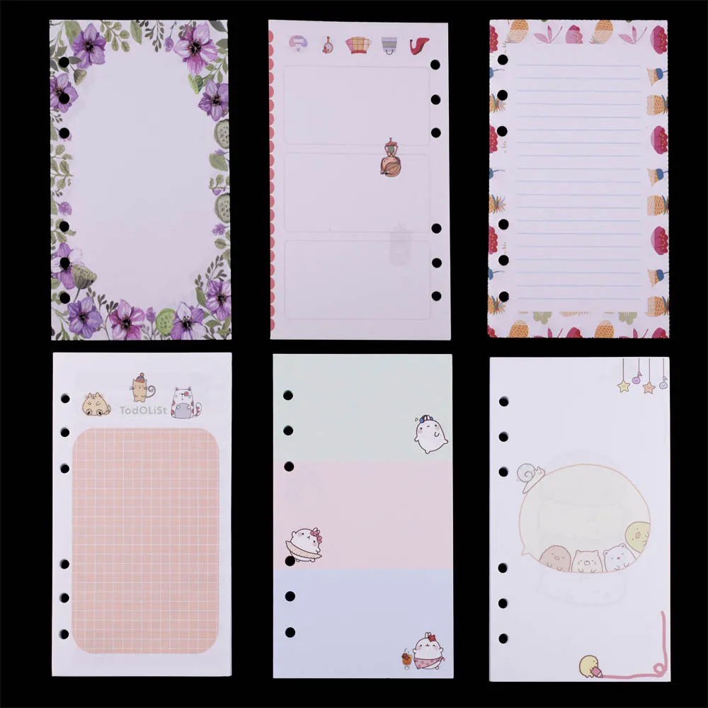 

A5 A6 Planner Inners Filler Papers Loose Leaf Notebook Refill For Spiral Binder Dairy Weekly Monthly Plan 6 holes 40 sheets/set