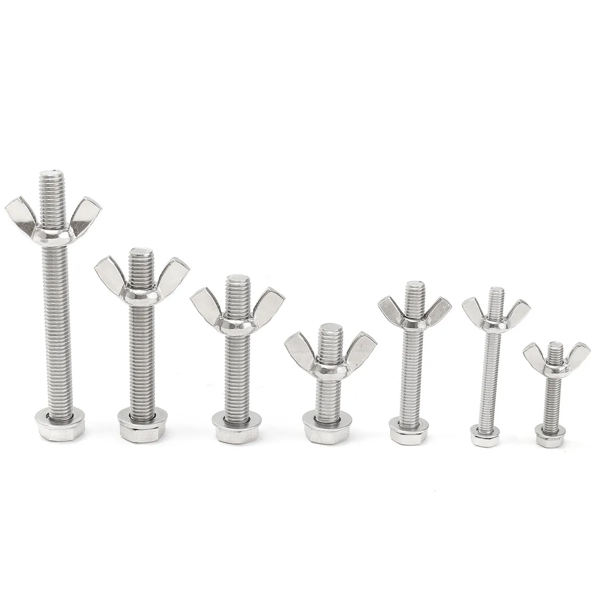 

10PCS M5 M6 M8 M10 Stainless Steel Screws With Wing Nuts&Thick Washers Silver