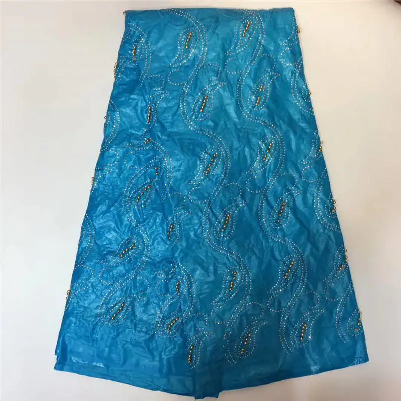 

Nigerian New Shiny Brocade bazin Fabric With Stones And Beads bazin Fabric Mix Designs 5 Yards For Making Lady Clothing 30