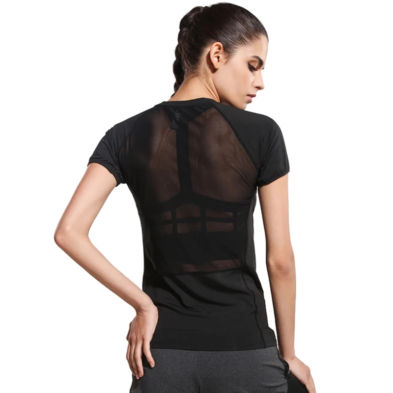 VEAMORS Черная стильная спортивная быстросохнущая футболка в плотную сетку для бега, фитнеса и занятий в спортивном зале