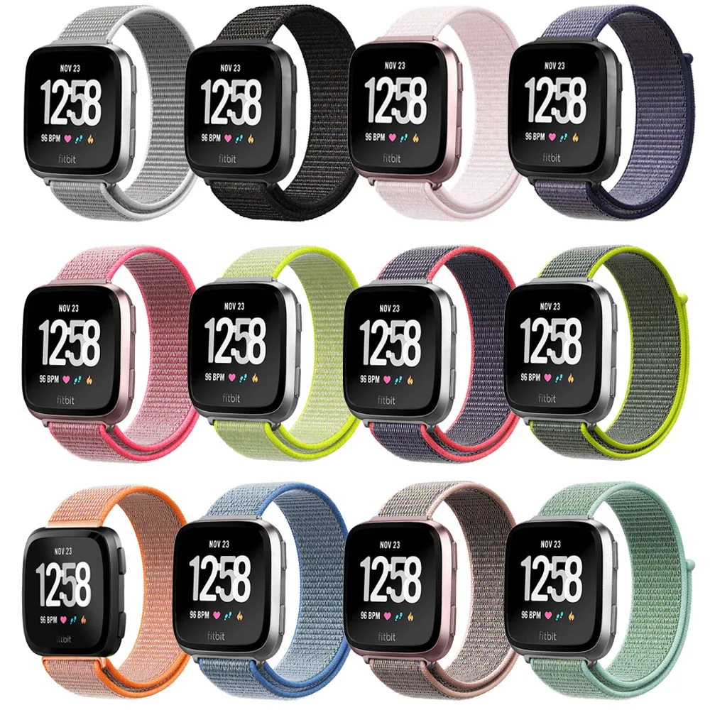 

GXV Fitbit Versa Band Lightweight Soft Nylon Sport Strap Replacement with Velcro Connector Wristband for Fitbit Versa