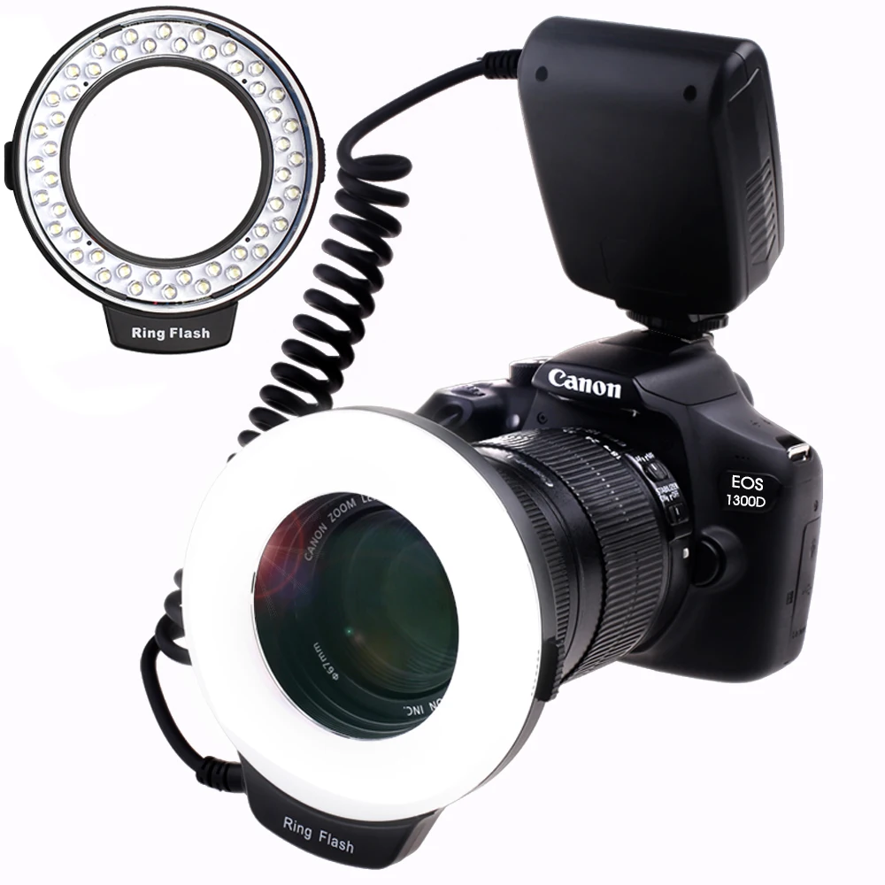 Travor 48 шт. светодиодный макросъемный кольцевой светильник RF-550D скоростной светильник для Nikon Canon Olympus Pentax с 8 переходным кольцом/4 рассеивателем для вспышки