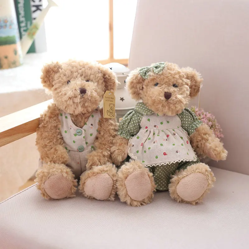 2 шт./пара 26 см прекрасная пара плюшевый мишка с Ткань плюшевые игрушки куклы мягкие игрушки для детей детские, для малышей для дня рождения, рождественский подарок
