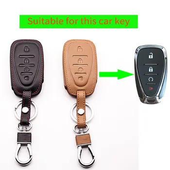 

Genuine Leather Car Key Case Cover Protected Case Cover Cap for Chevrolet Cruze Malibu 2016 XL 4-Button Keyless Entry Car wallet