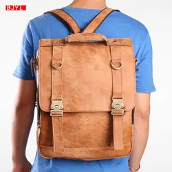 Новый мужской рюкзак из натуральной кожи, винтажная сумка из телячьей кожи, мужская сумка для компьютера, ретро портативные дорожные
