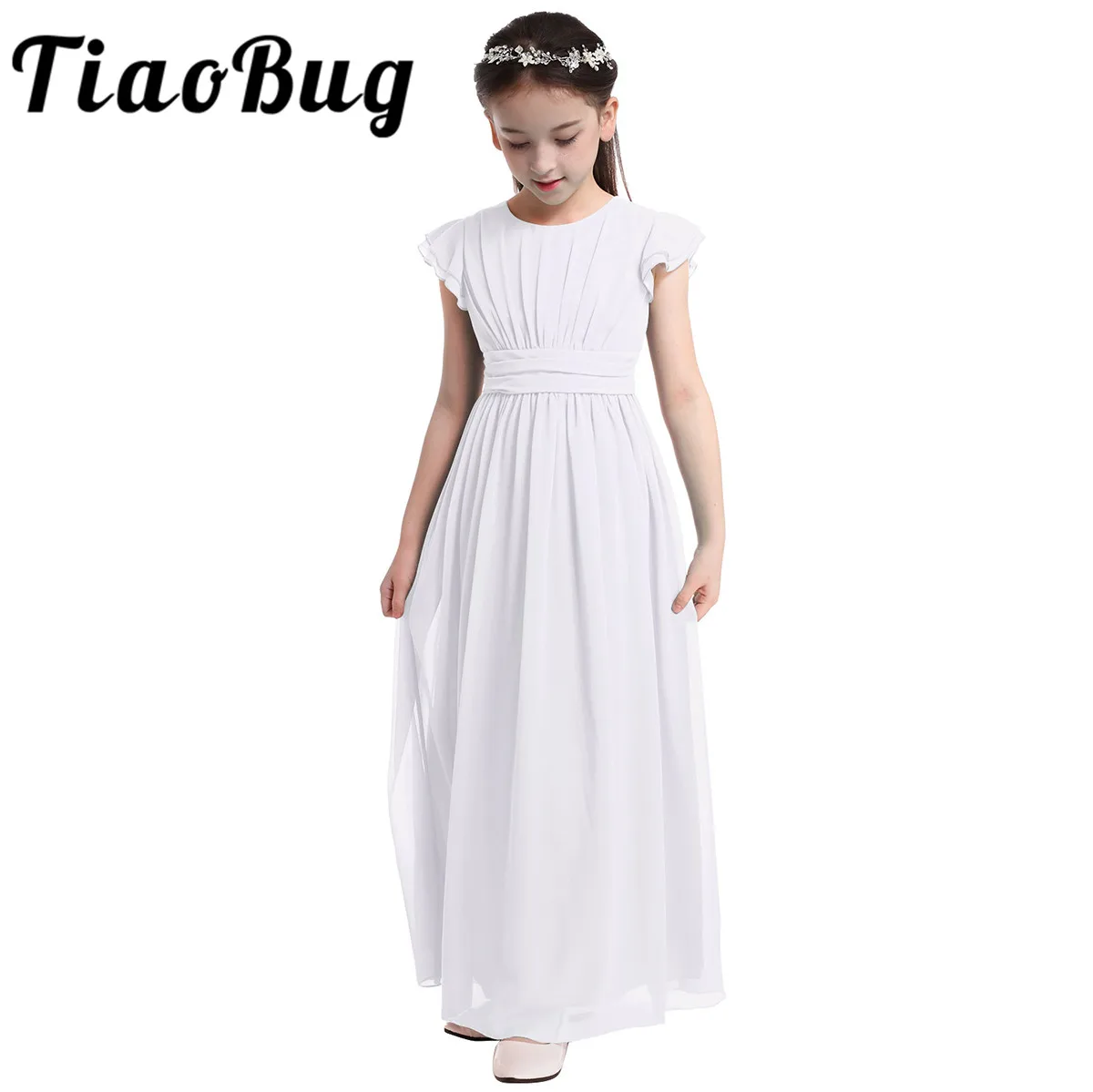 Kid Princess Wedding Formal Dress Flower Girl Party Birthday Maxi Gown Age 2-14Y