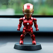 2017 Q Version Action Figure Superhero Iron Man PVC Figure Solar Energy Shake head Toy 12cm Chritmas Gift Toys