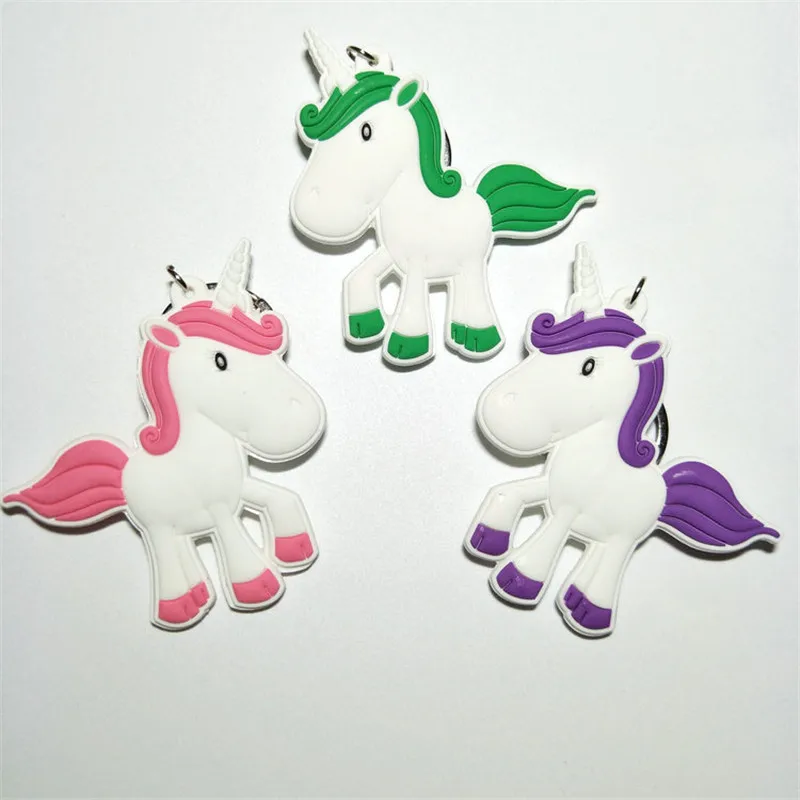 Kawaii Rainbow Unicorn Rhinestone Licorne PVC Keychain Figures Toys Cartoon Flying Horse Key Bag Pendant Dolls 10pcslot (4)