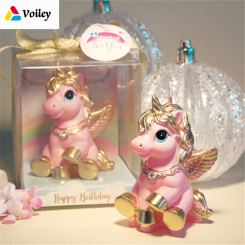 

Unicornio Party Mini Unicorn Model Art Cake Candle for Wedding Birthday Party Decorations Kids Pink Pony Candles Party Gifts,W
