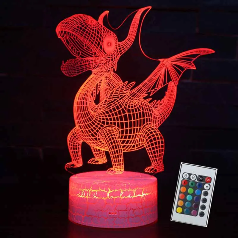 3D иллюзия динозавра огни 7 цветов светодиодный пульт дистанционного управления Сенсорная лампа-ночник светить свечение в светящаяся в темноте игрушка подарок на день рождения мальчика - Цвет: 06 Crack base