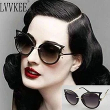 2017 Hot Sale Sexy Cat Eyes Sunglasses Women Brand Metal Designer Frame Eyeware oculos de sol feminino Lady Vintage Sun Glasses