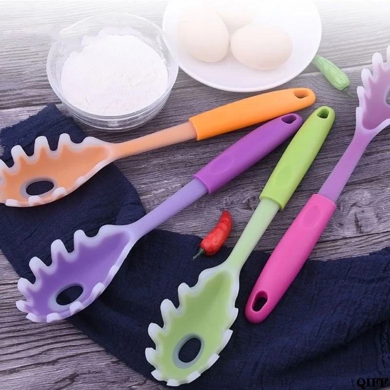 Practical Silicone Plastic Handle Spaghetti Pasta Noodle Spoon Scoop Colander Kitchen Cooking Gadget Tools Jun12