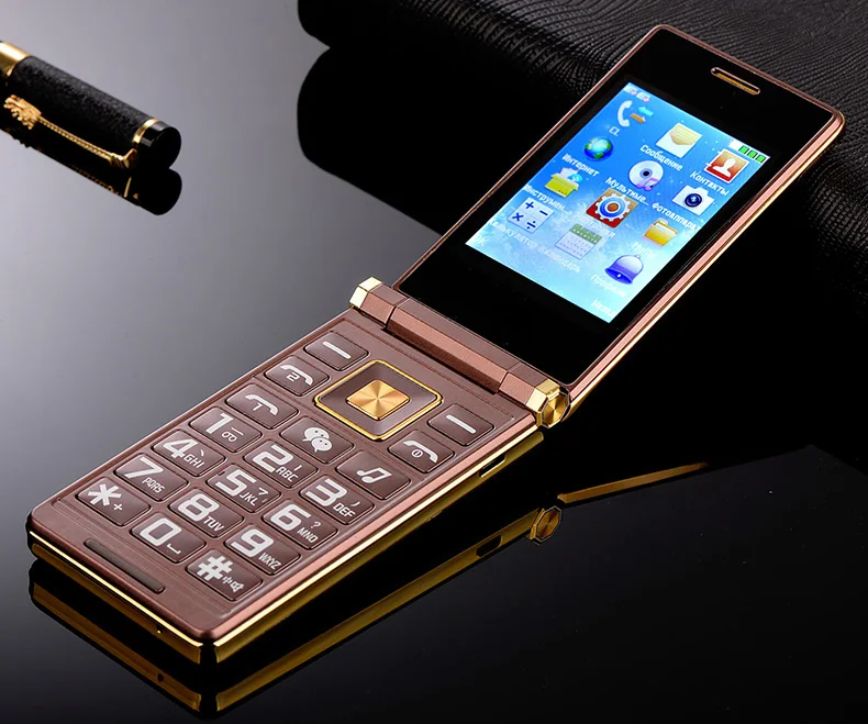 Флип-телефон 3," двойной дисплей две SIM сенсорный экран MP3 MP4 FM Вибрация большая клавиатура мобильный телефон для пожилых людей P084