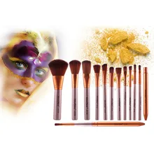 12Pcs/ set Facial Make Up Brushes Soft Cosmetic Gold Color Face Eyes Blush Brush Beauty Tools Newest