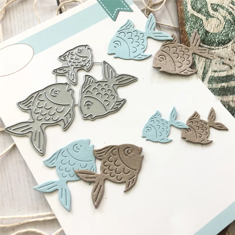 

Naifumodo 3 Pcs/lot Metal Cutting Dies Scrapbooking for Card Making DIY Embossing Cuts New Craft Die Small Fish Element New 2019