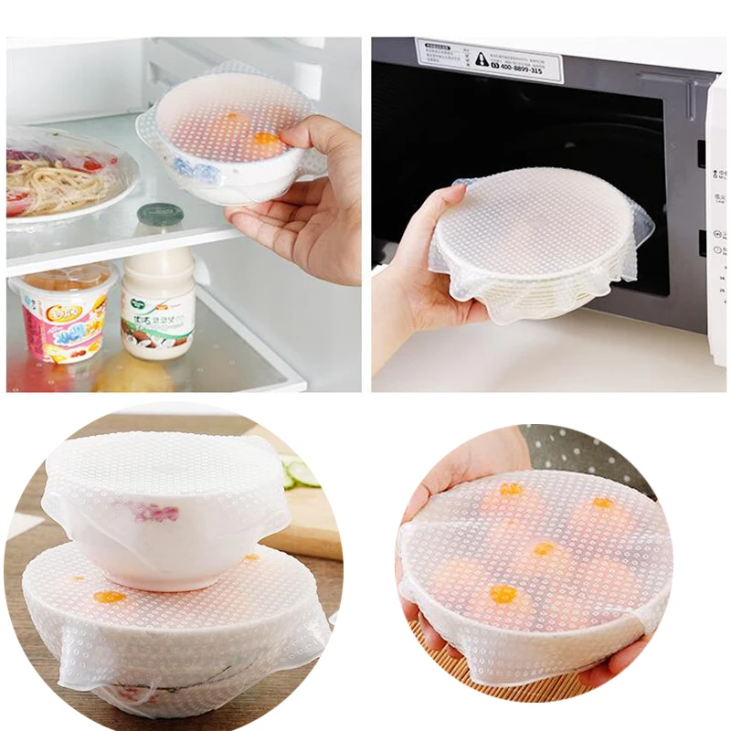 6 Pcs/ Set Universal Food Silicone Cover Reusable Silicone Stretch Lids Caps For Cookware Pot Cover Kitchen Accessories