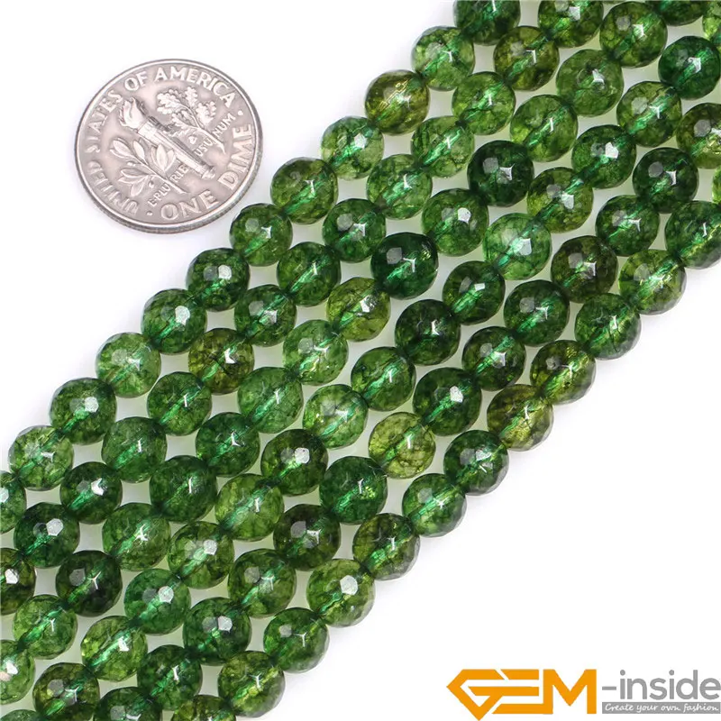 Круглые граненые Зеленые Бусины перидота, размер на выбор 6 мм 8 мм, окрашенные разноцветные хрустальные бусы для изготовления браслетов 1"