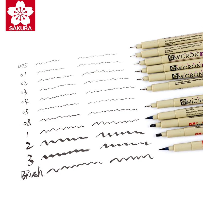 Sakura XSDK ручка Pigma micron маркерная ручка графическая Ручка Тонкая/Кисть наконечник игла ручка штрих эскиз крюк линия рисунок анимационный дизайн
