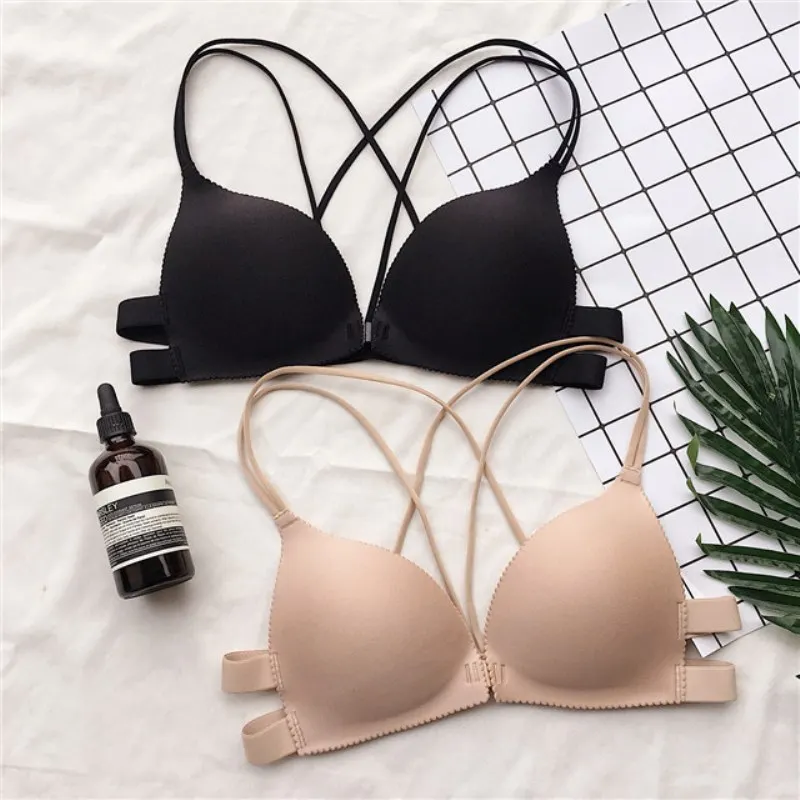 

Front Closure Women Bras Padded Wire Free Strappy Super Push Up Bralette Sexy Women intimes Backless Underwear