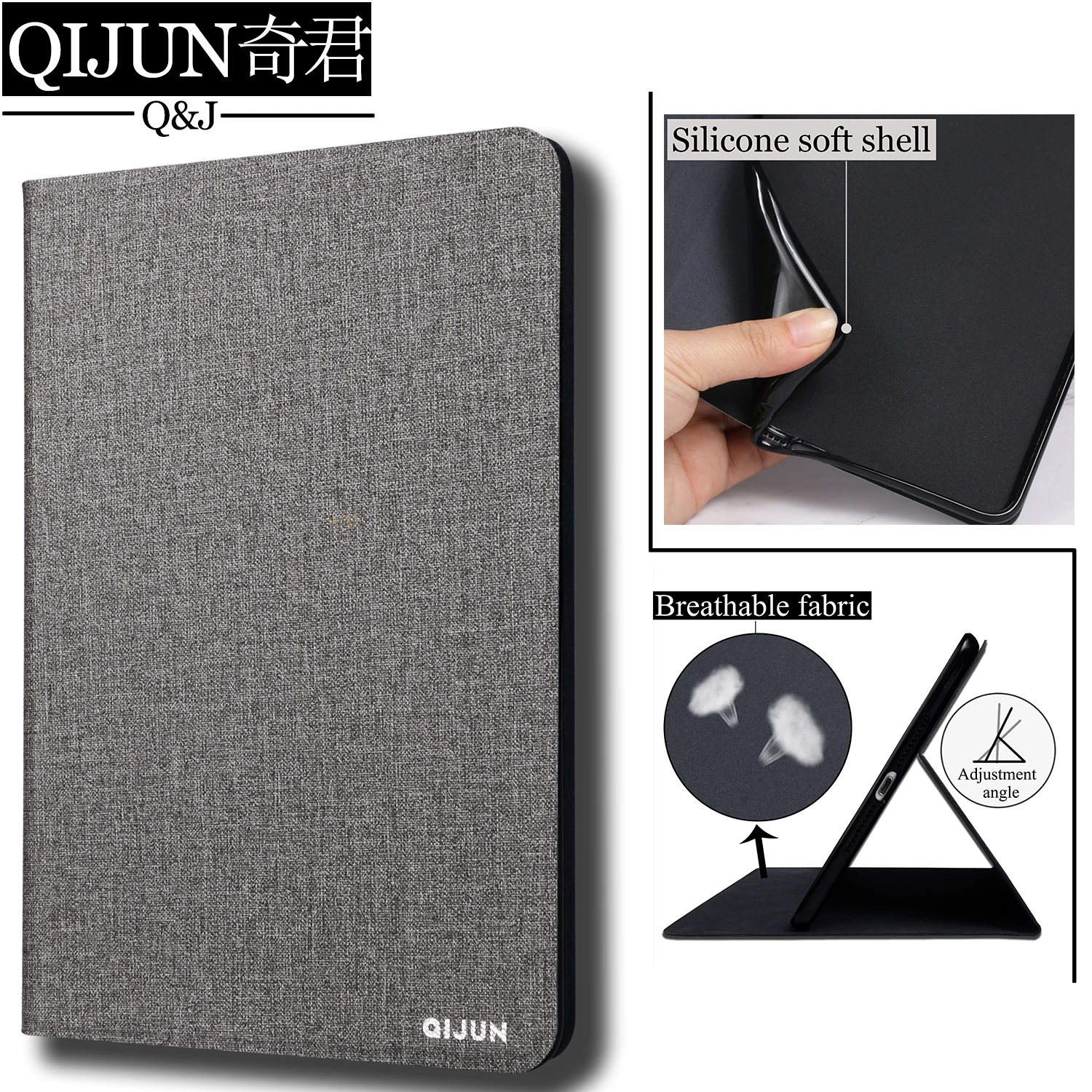 

QIJUN tablet flip case for Apple ipad Air 2019 Air3 10.5" protective Stand Cover Silicone soft shell fundas capa for A2152 A2123
