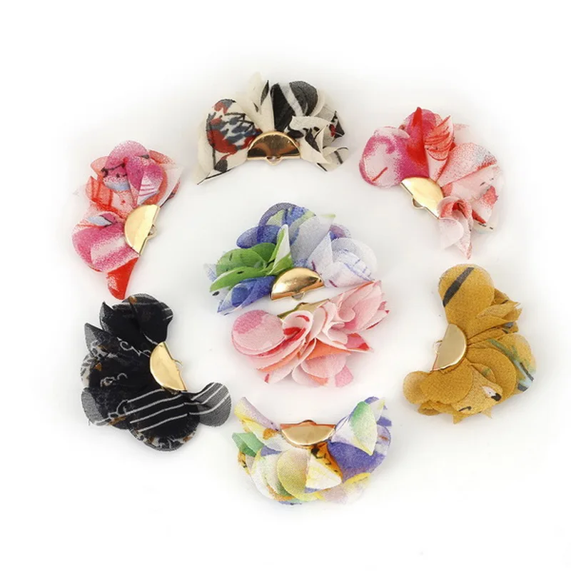 Мода 10 шт смешанные стили и цвета шифон Fribric цветок Шарм бахромой для ткань для поделок украшения кулон винтажные кисточки