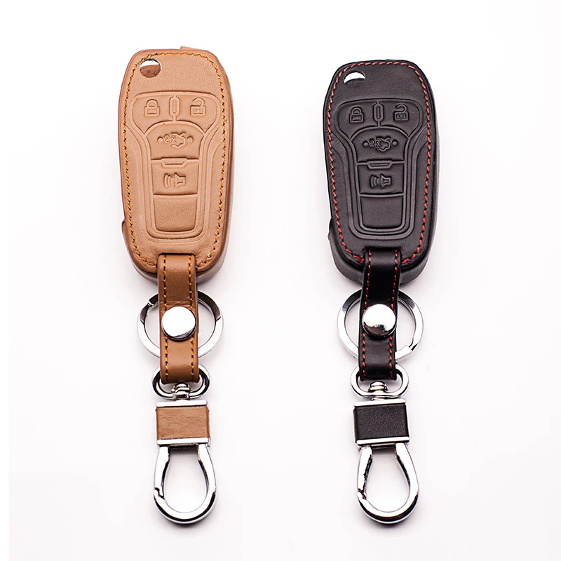 Leather Key Chain Ring Case Cover Holder For Ford Focus 2 3 4 MK2 MK3 MK4