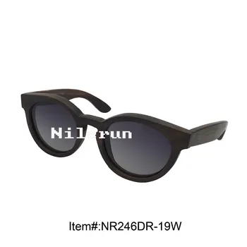 

fashionable round black ebony wood sunglasses
